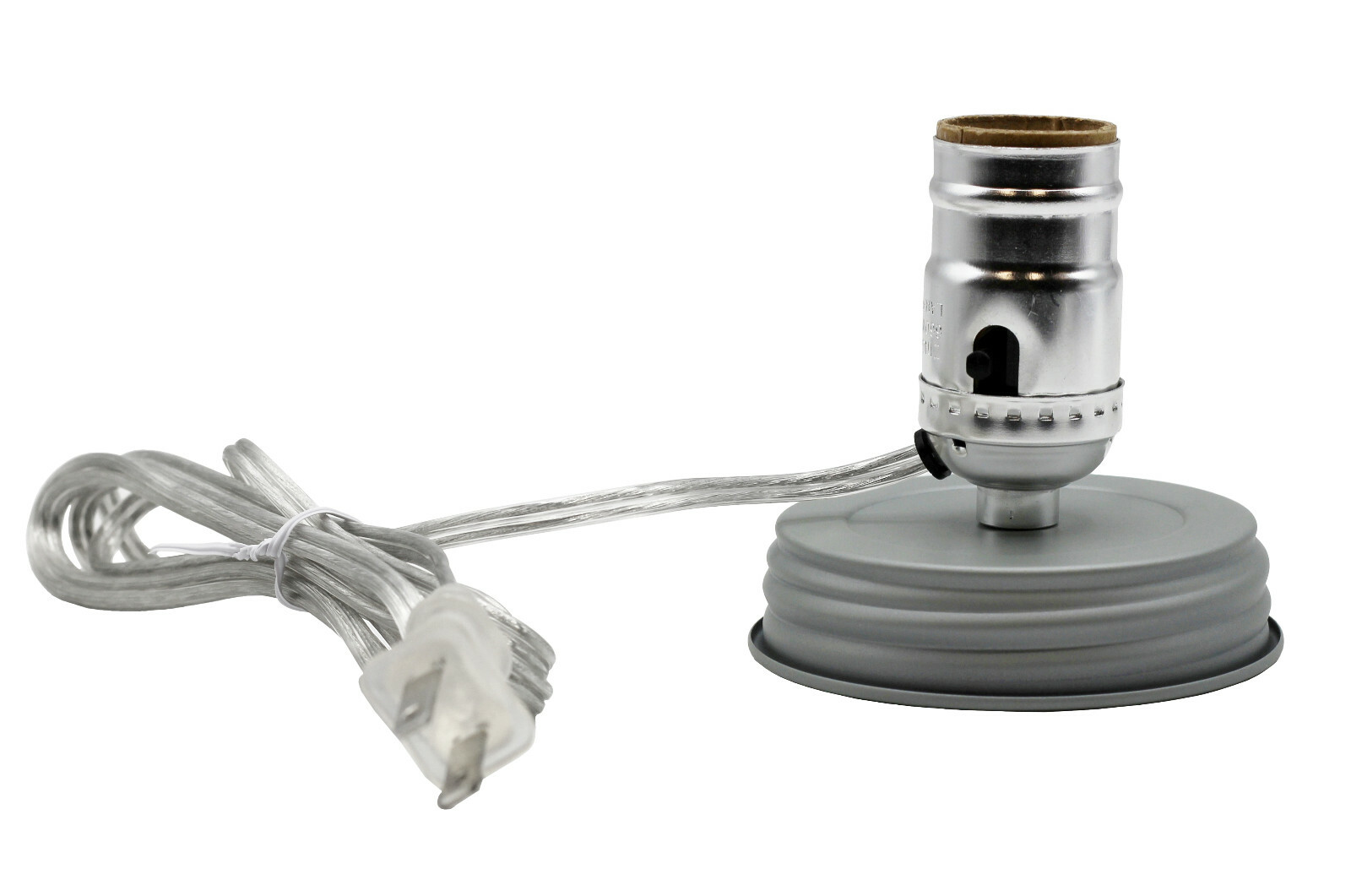 Silver Wide Mouth Mason Jar Lamp Making Kit is Pre-Wired Easy to Use for DIY