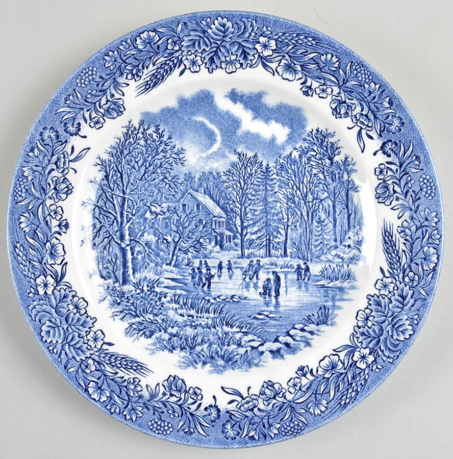 Churchill Currier & Ives Blue Salad Plate 991218