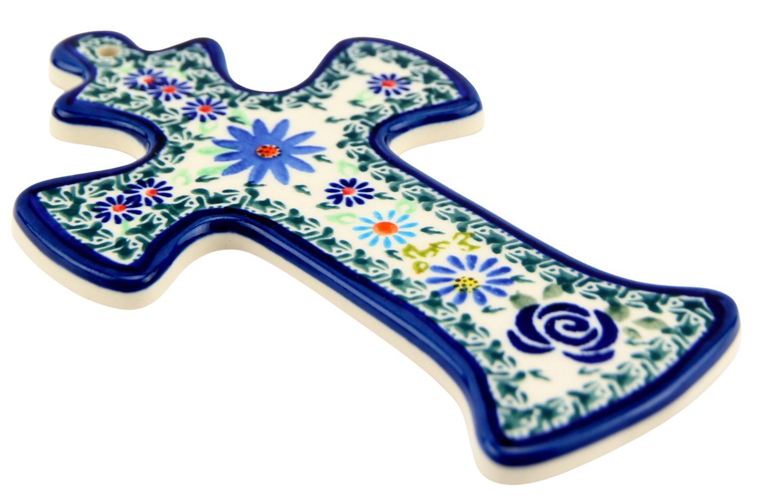 Polish Pottery Wall Hanging Cross by Zaklady Boleslawiec Poland Unikat Design Polish Pottery Wall Hanging Cross by Zaklady Boleslawiec Poland Unikat Design