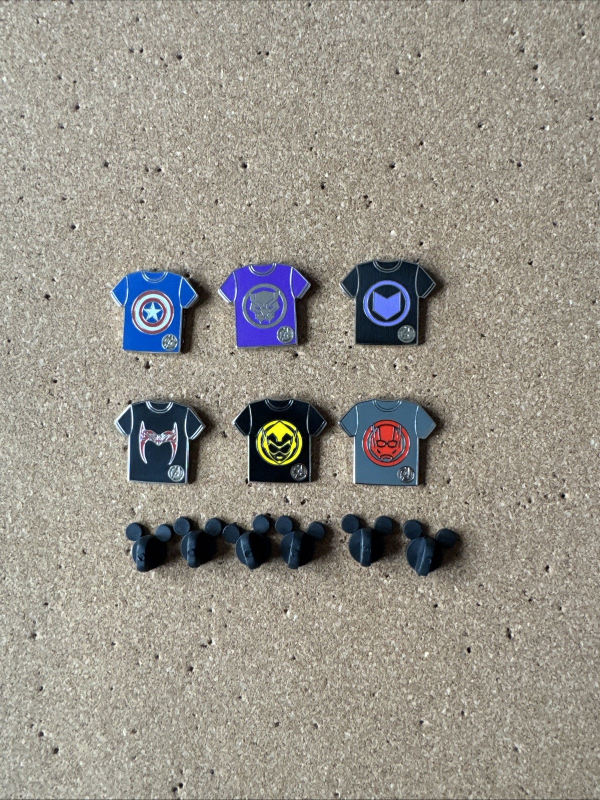 WDW Full Set 6 Hidden Mickey 2024 Disney Marvel Avengers T-Shirt Pins W CHASER