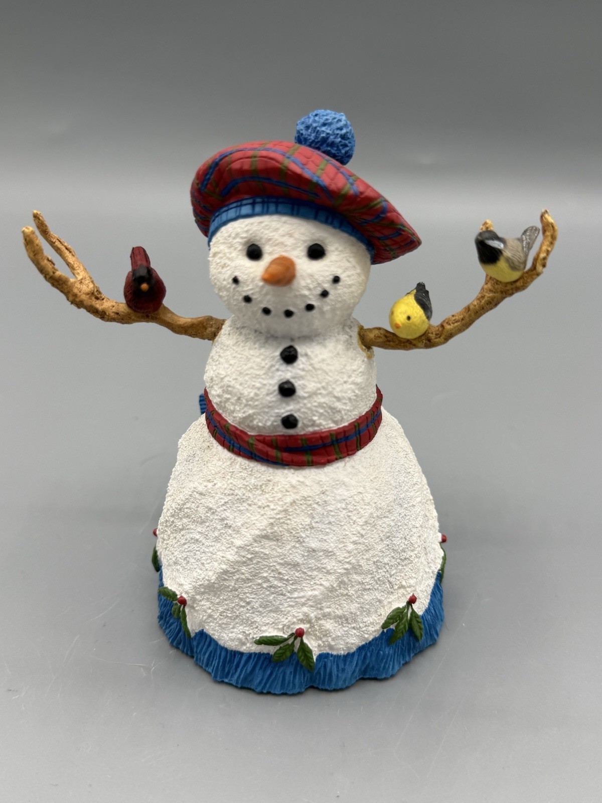 Lenox Pretty In Plaid Snowman Figurine Lynn Bywaters Birds Christmas Decor