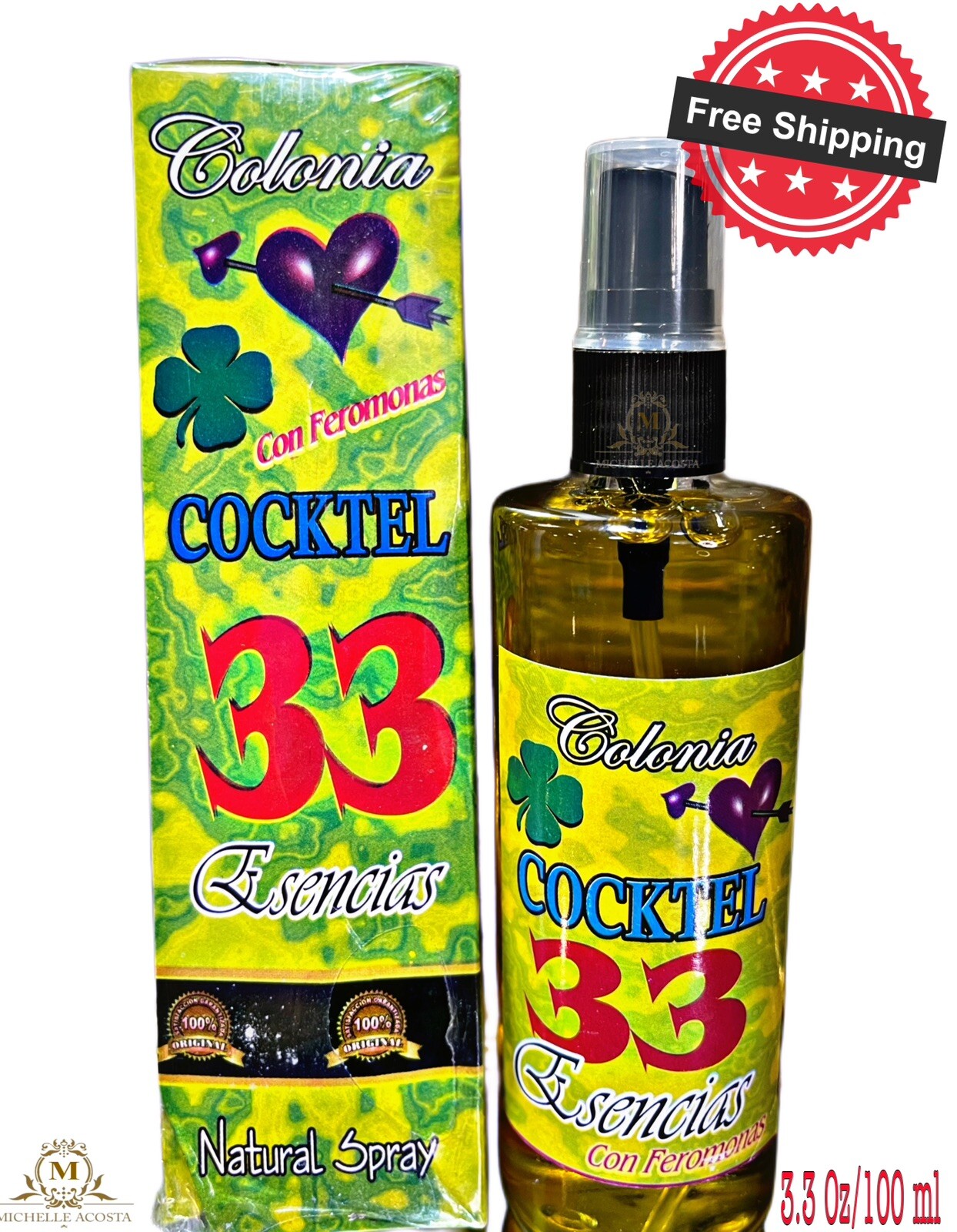33 Esencias Coctel, Natural Spray, Luck, Money, Prosperity, Success, Power 3.3oz 33 Esencias Coctel, Natural Spray, Luck, Money, Prosperity, Success, Power 3.3oz