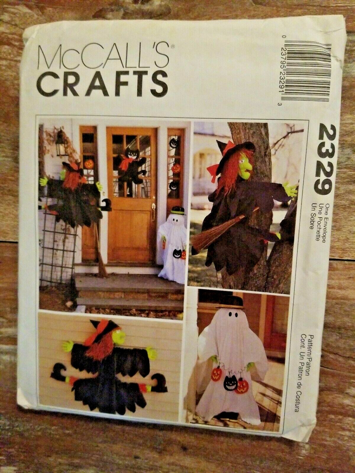 McCall\'s Sewing Pattern 2329 Halloween Witch Ghost Greeter Cat Pumpkin Decor UC