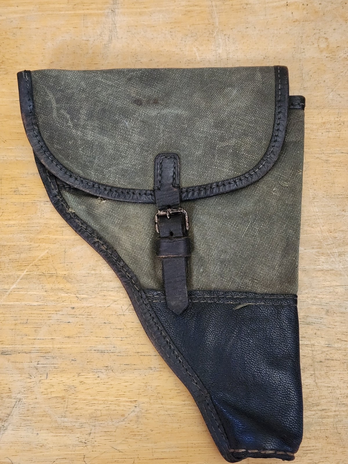 WWI German Ersatz Canvas Leather Holster Mauser 1914 P08 Luger Pistol Original