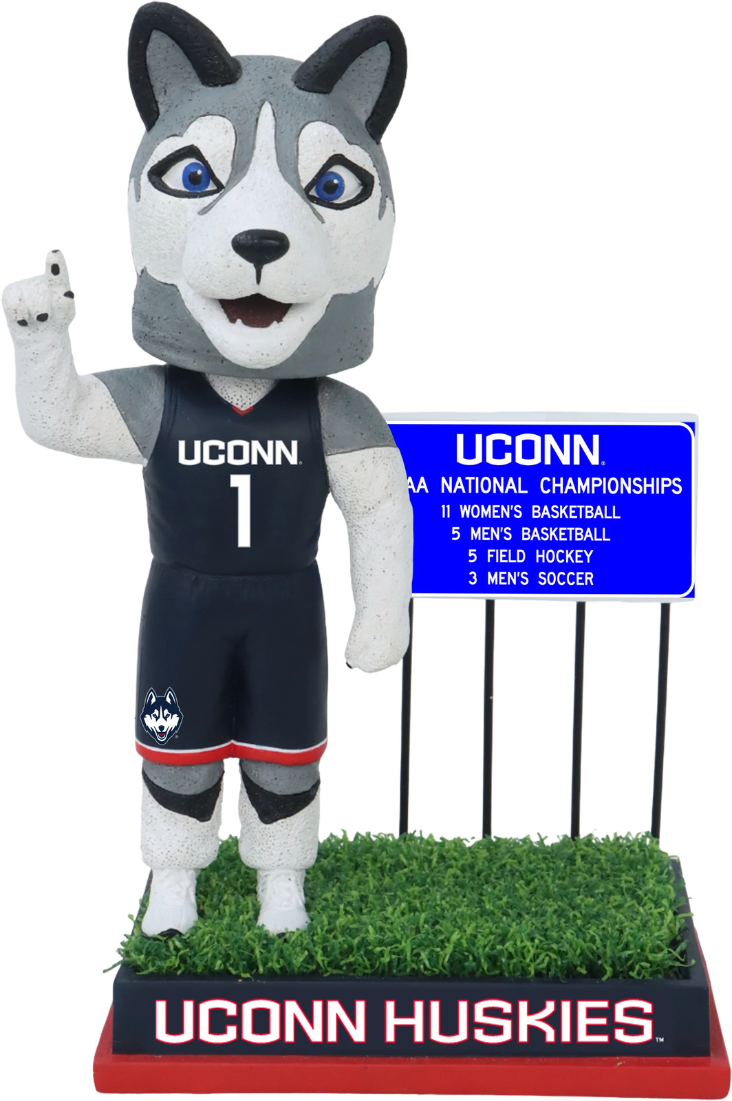 Jonathan The Husky UConn Huskies National Champions Highway Sign Bobblehead NCAA Jonathan The Husky UConn Huskies National Champions Highway Sign Bobblehead NCAA