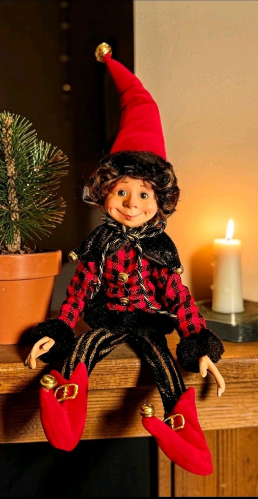 Floridus Kristof 2012 elf shelf 20 Inches Whimsical Shelf Sitter Bells Christmas