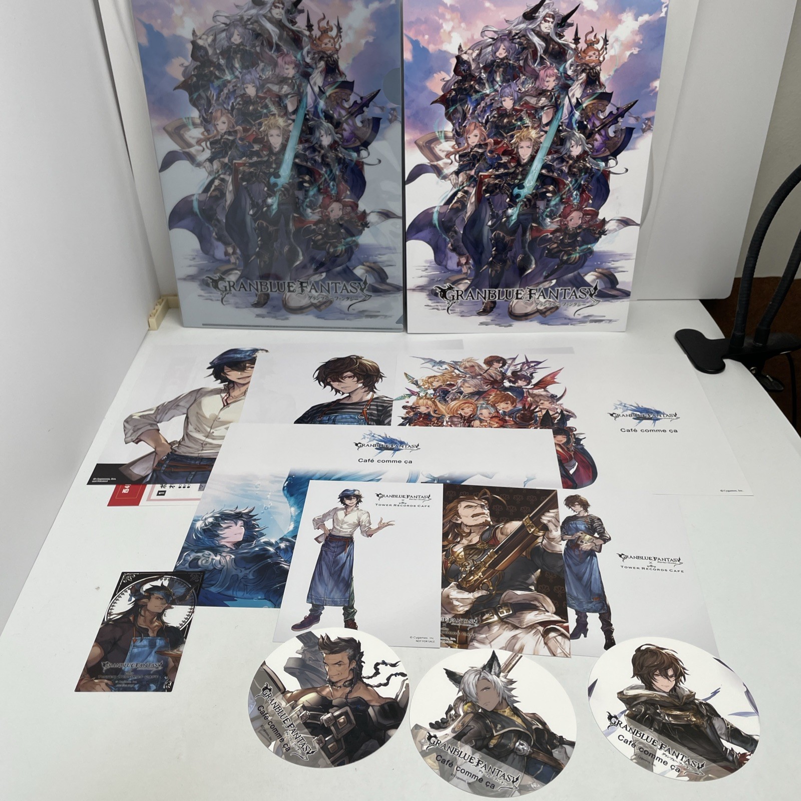 Granblue Fantasy Stamp Set 10 Sheet Clear Files Tower Records Cafe Postcards +