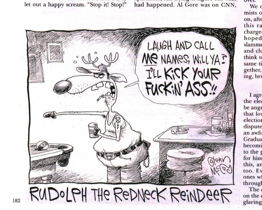 Glenn McCoy Playboy Cartoon Comic Illustr Rudolph the Redneck Reindeer Christmas