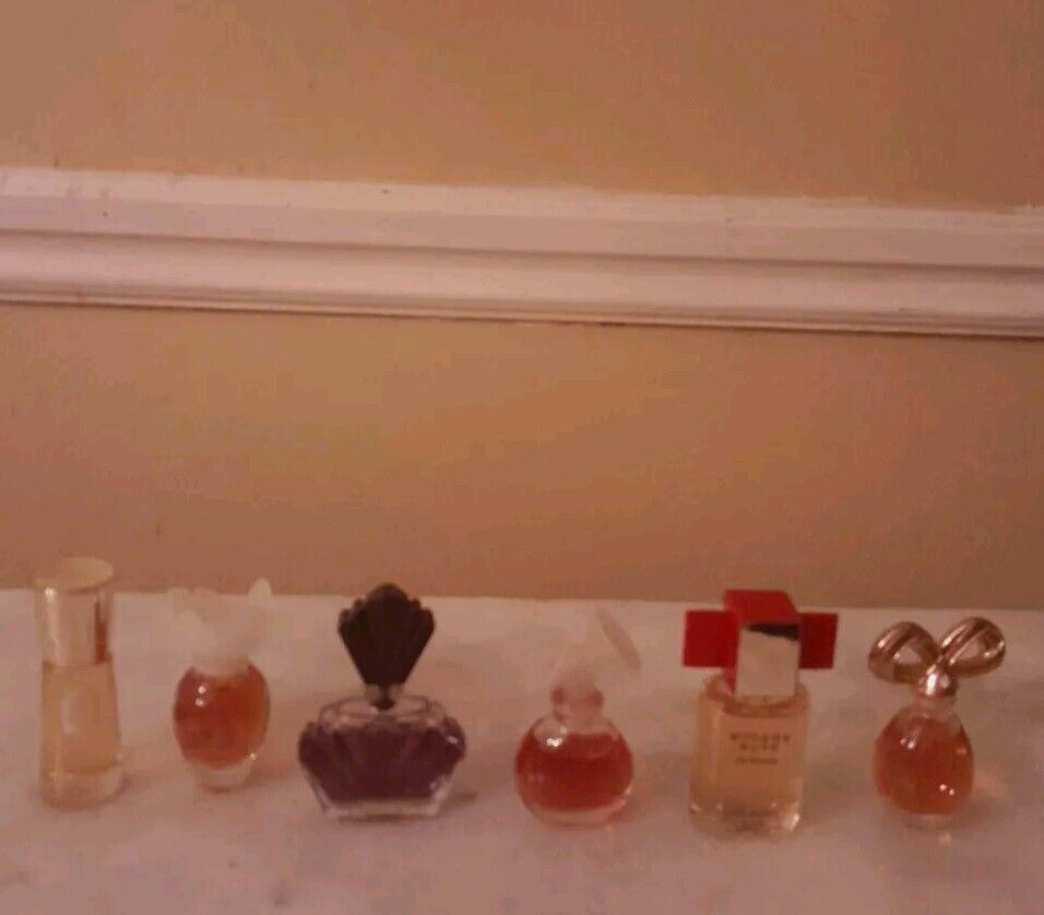 Lovely Lot of 6 Collectible Vintage Mini Perfume Bottles with Contents READ 