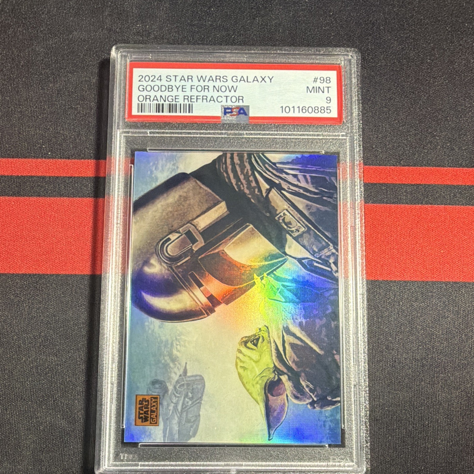 Topps 2024 Star Wars Galaxy #98 Goodbye for Now Orange Refractor 01/25 PSA 9