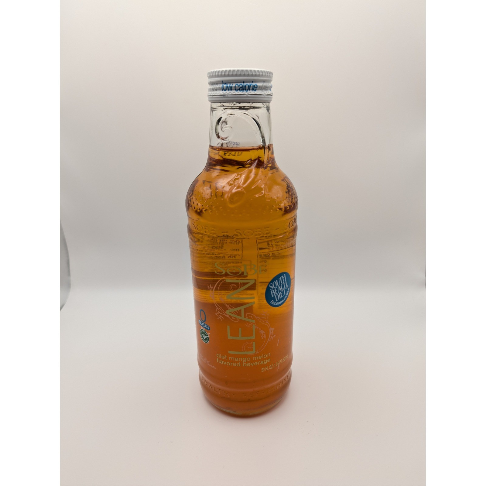 SoBe Lean Diet Mango Melon 20oz Glass Bottle New Vintage Collectible Y2K Soda