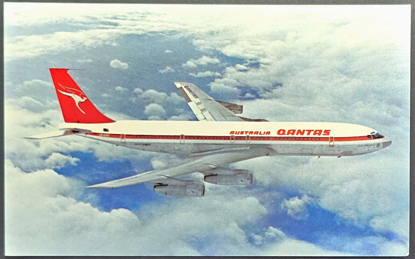 Qantas Boeing 707 Postcard – Classic Jetliner in Flight – Australia Qantas Boeing 707 Postcard – Classic Jetliner in Flight – Australia