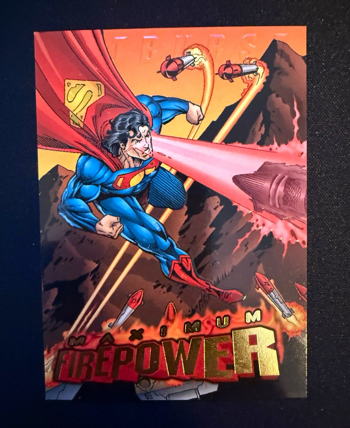 1996 Fleer/SkyBox DC Superman Maximum Firepower Insert #3/20 Turns Up Heat