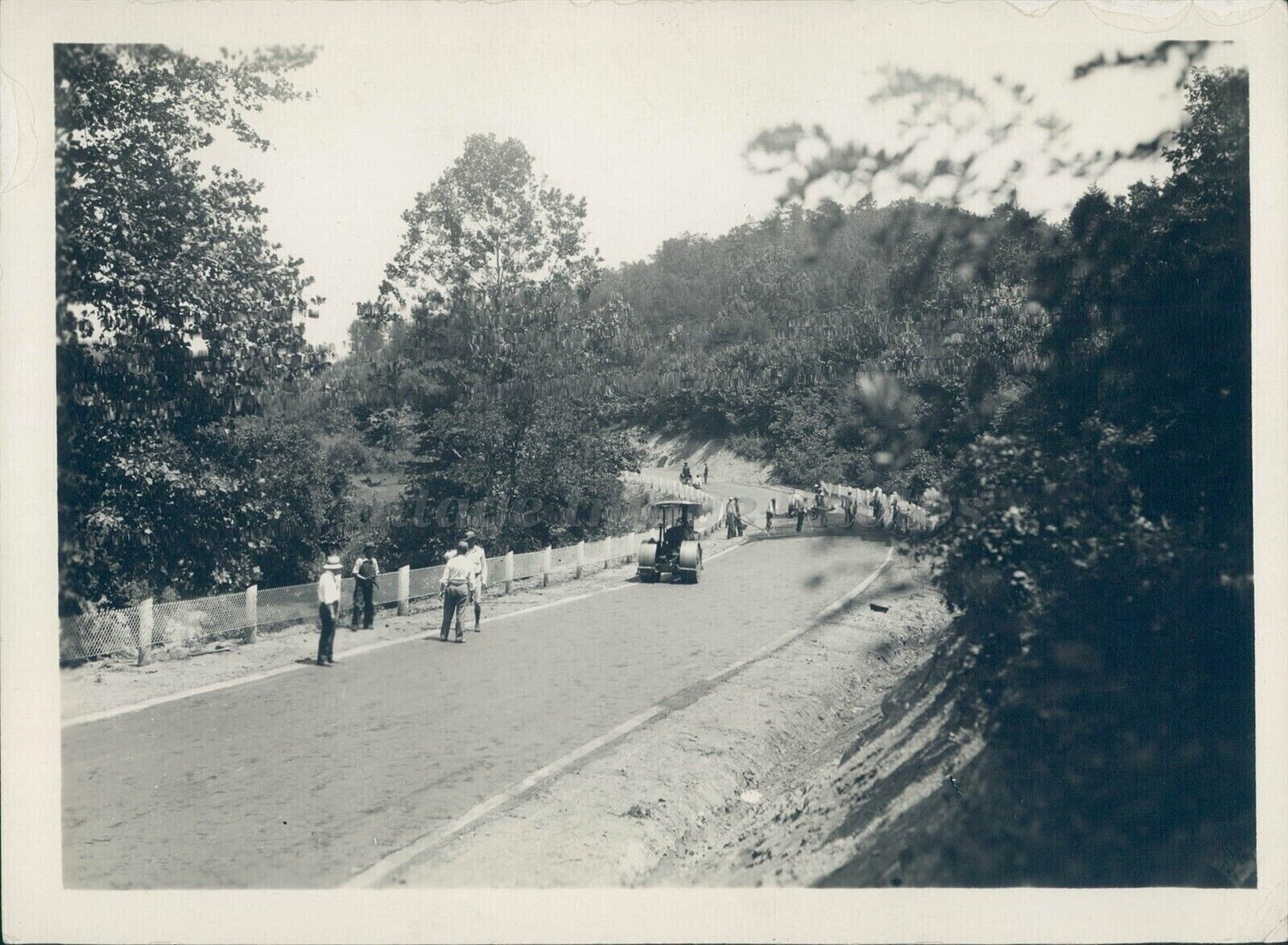 1929 Press Martinsville VA People Trees Transportation Fence Vintage Photo