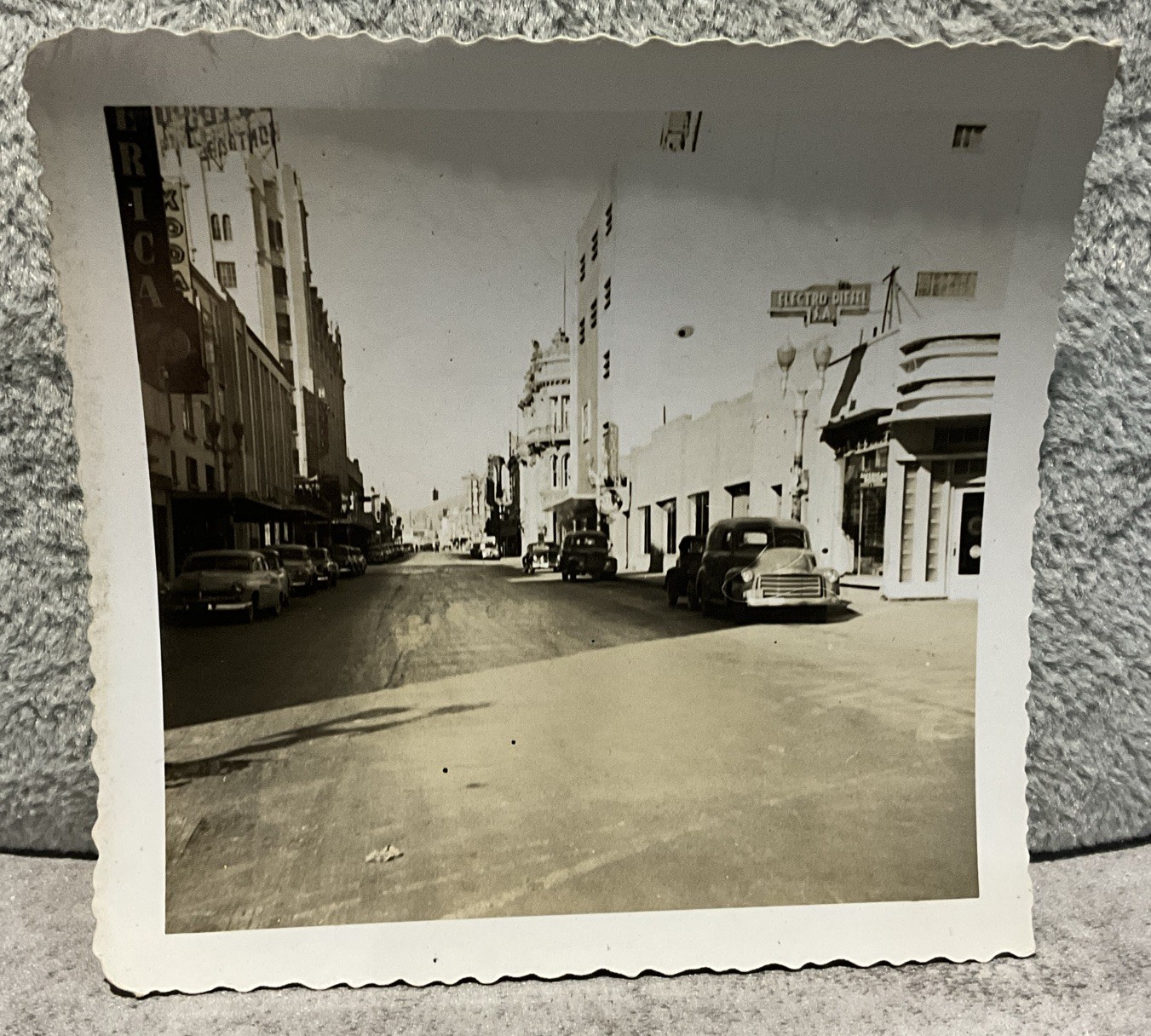1953 Photo Monterrey Mexico Downtown Street Scene Classic Cars Architecture