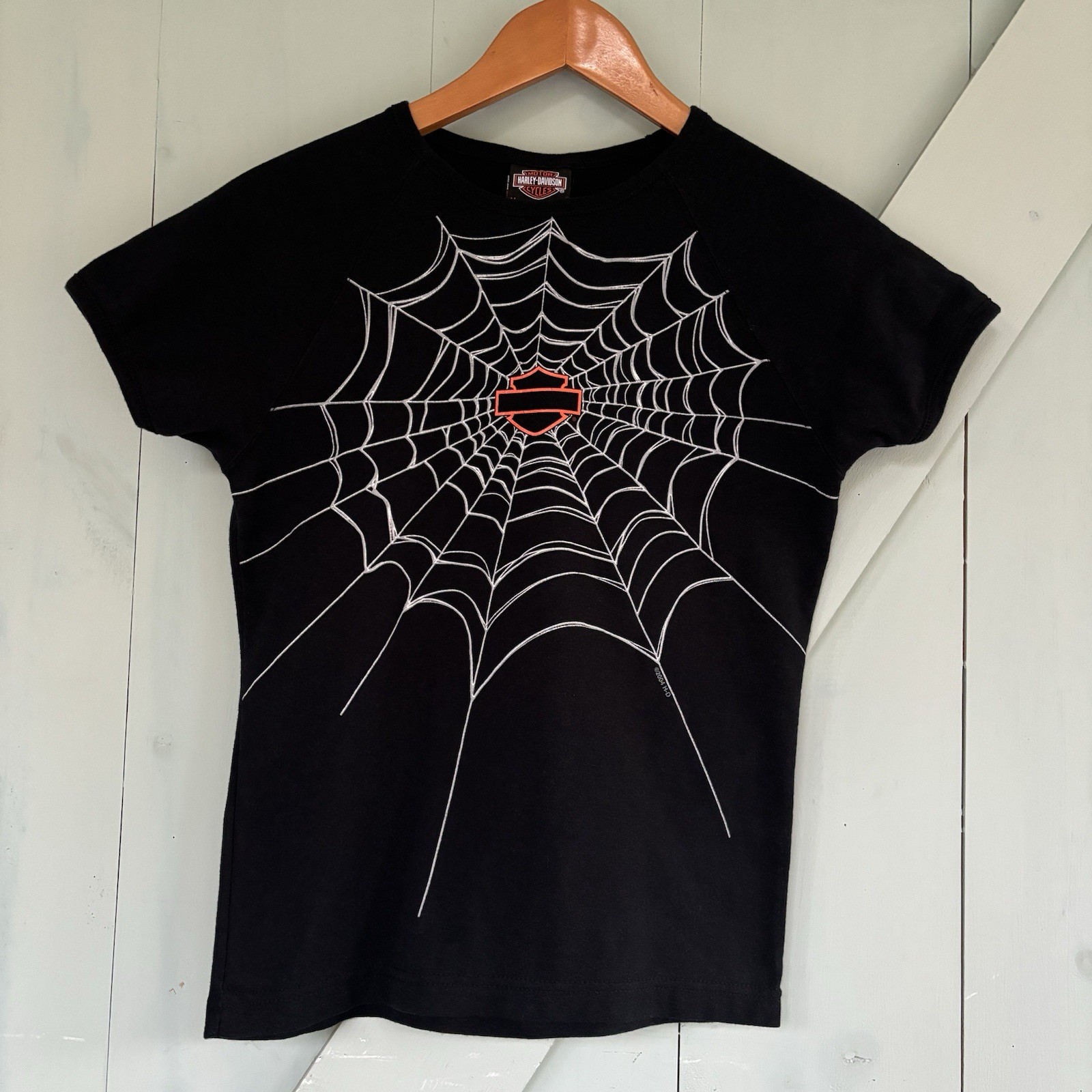 Harley-Davidson Women’s Slim-Fit Medium Spider Web Black Graphic T-Shirt