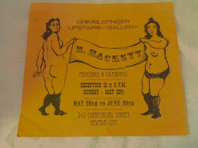 Vtg 70s Grimblefinger Gallery Nude Graphic Nevada City CA Advertising Poster