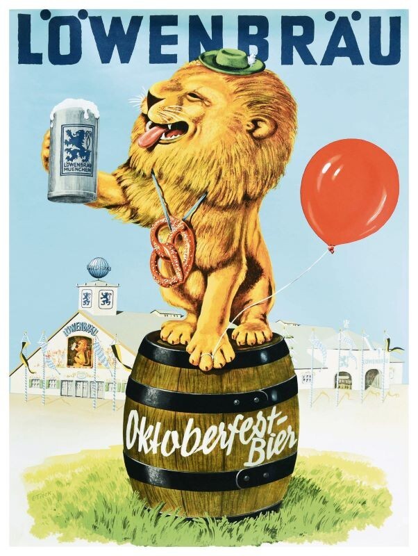 Lowenbrau Beer - Oktoberfest Theme w/ Lion NEW METAL SIGN: 12x16\