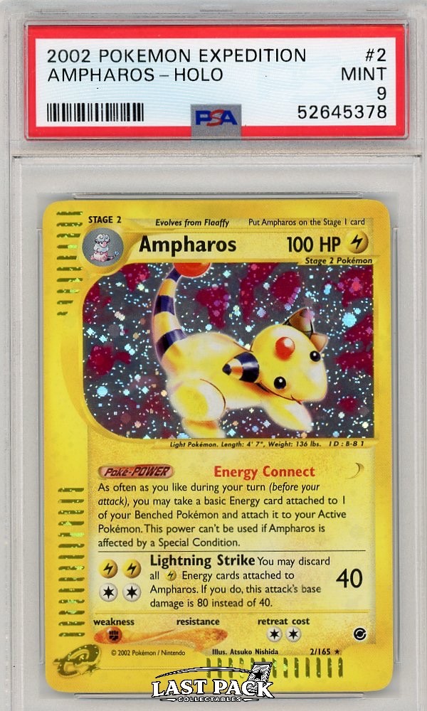 Ampharos Holo 2/165 Expedition Pokemon PSA 9