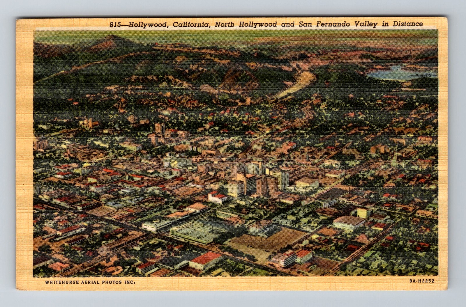 Hollywood CA-California Aerial View Of City And San Fernando Vintage Postcard
