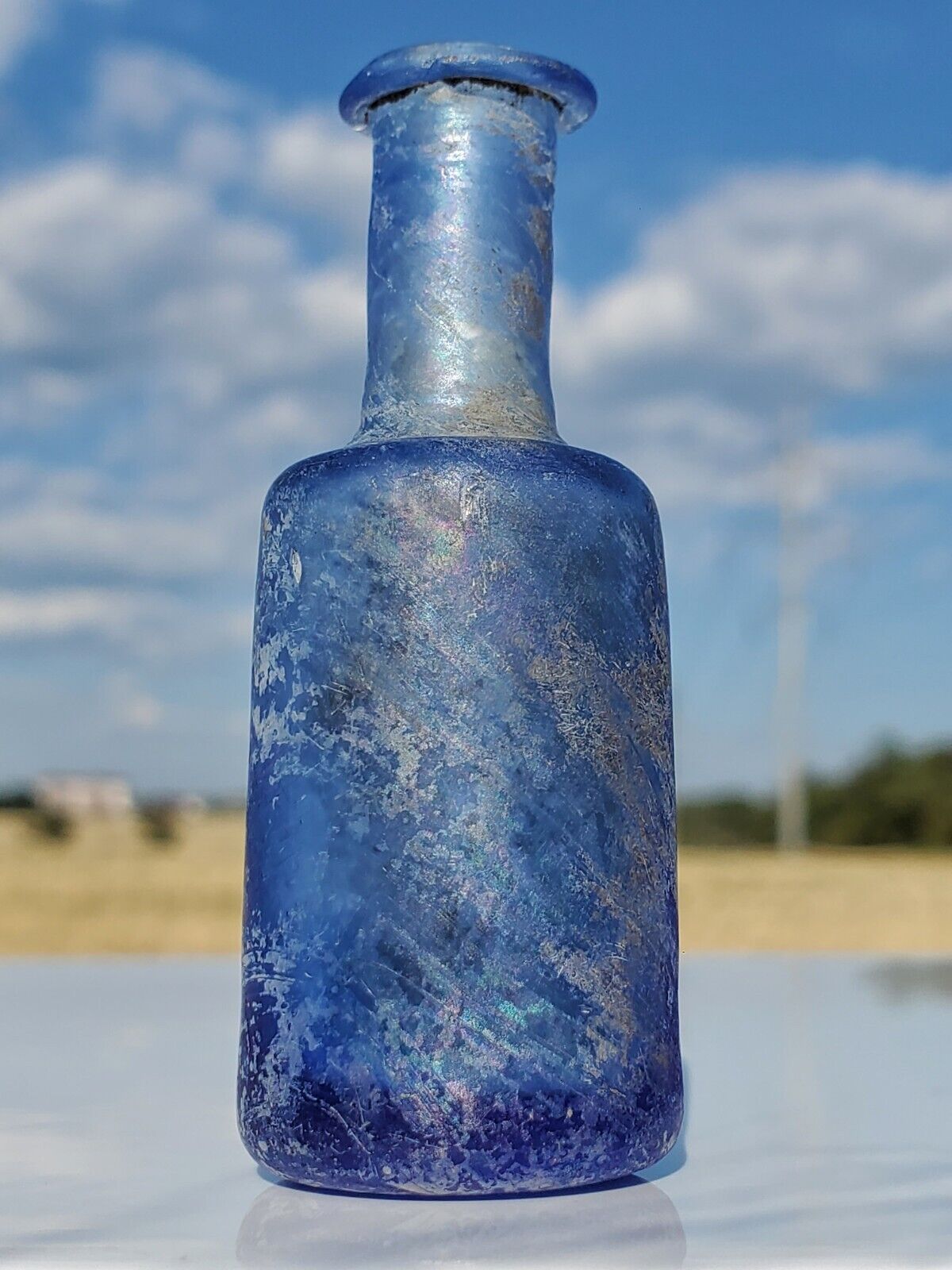 Very beautiful cobalt glass poison  from the Czars era.Open pontil.