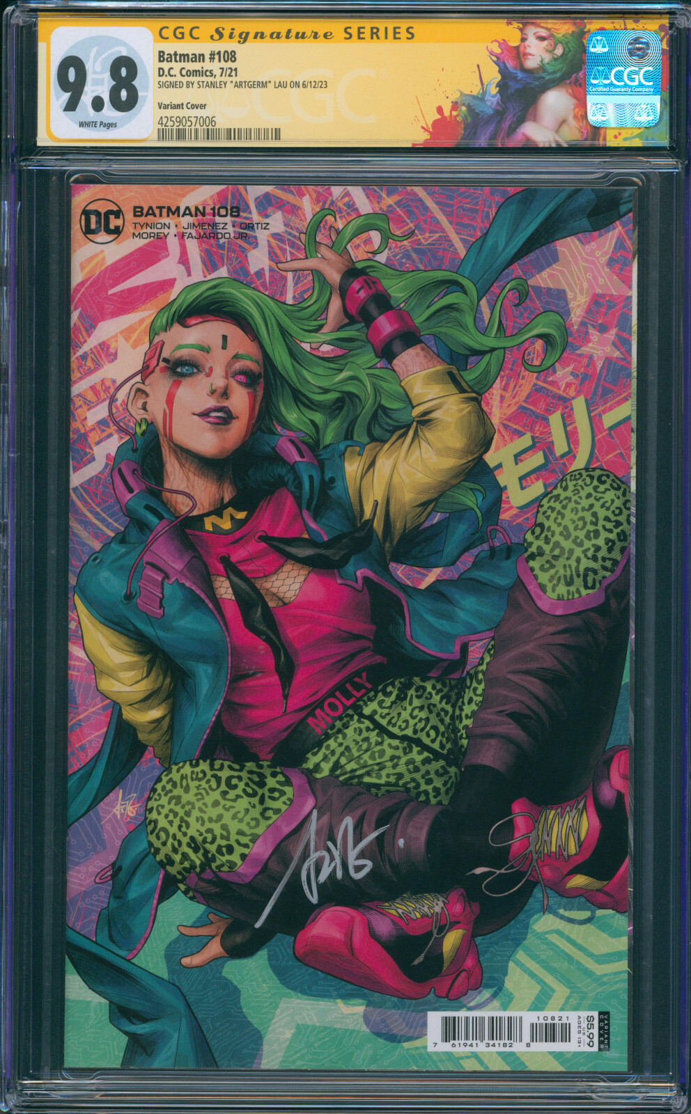 Batman #108 Stanley Artgerm Lau Signed Variant 1st Miracle Molly CGC SS 9.8