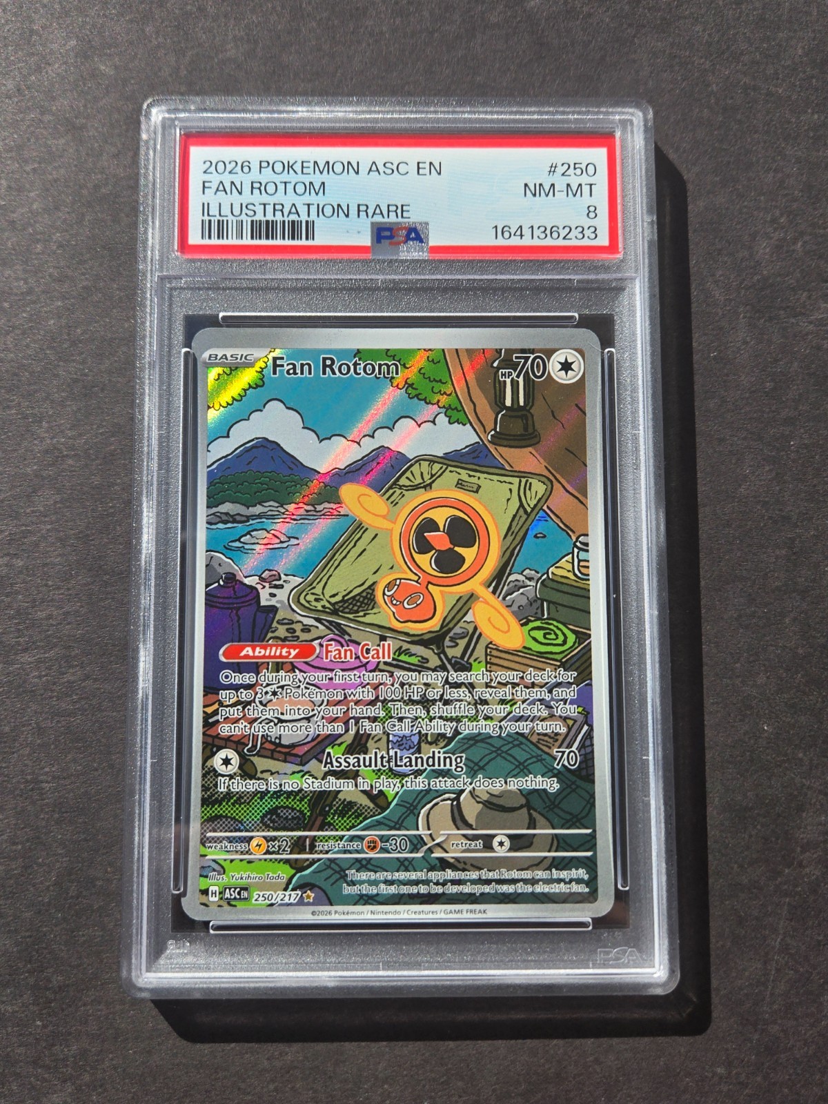 PSA 8 FAN ROTOM 250/217 - ME: ASCENDED HEROES EN ILLUSTRATION RARE - NM/MINT PSA 8 FAN ROTOM 250/217 - ME: ASCENDED HEROES EN ILLUSTRATION RARE - NM/MINT