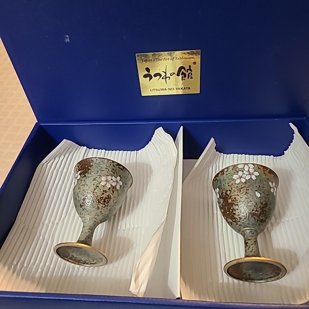 Japan Utsuwa-No-Yakata 2 Cup Set Japanese Tableware Art New in Box 3.75