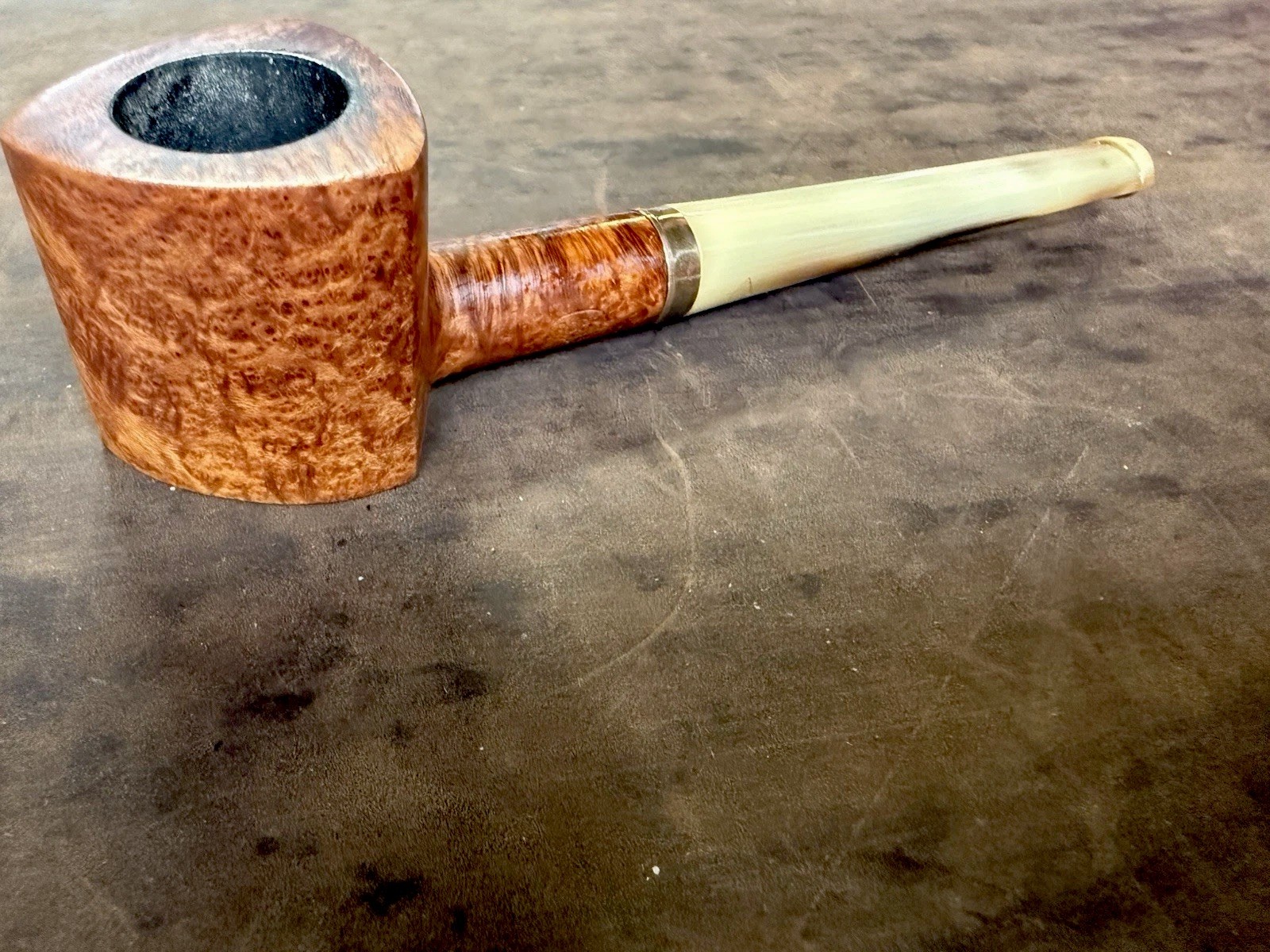 Vintage Estate Pipe. Super Rare ROPP Briar Pipe, With Bone Stem metal Band.
