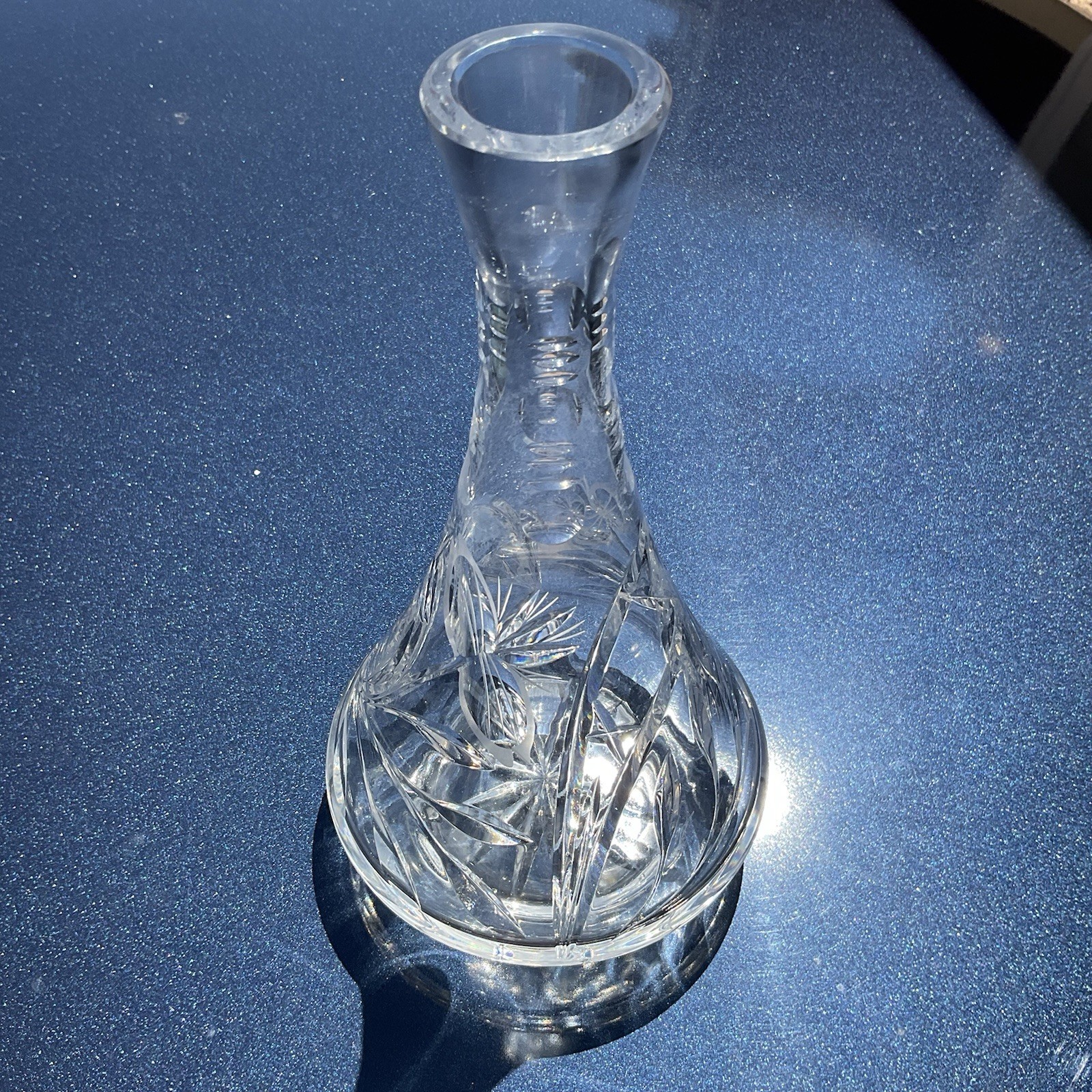 Vintage Cut Crystal Decanter Carafe Etched Floral Butterfly 10\