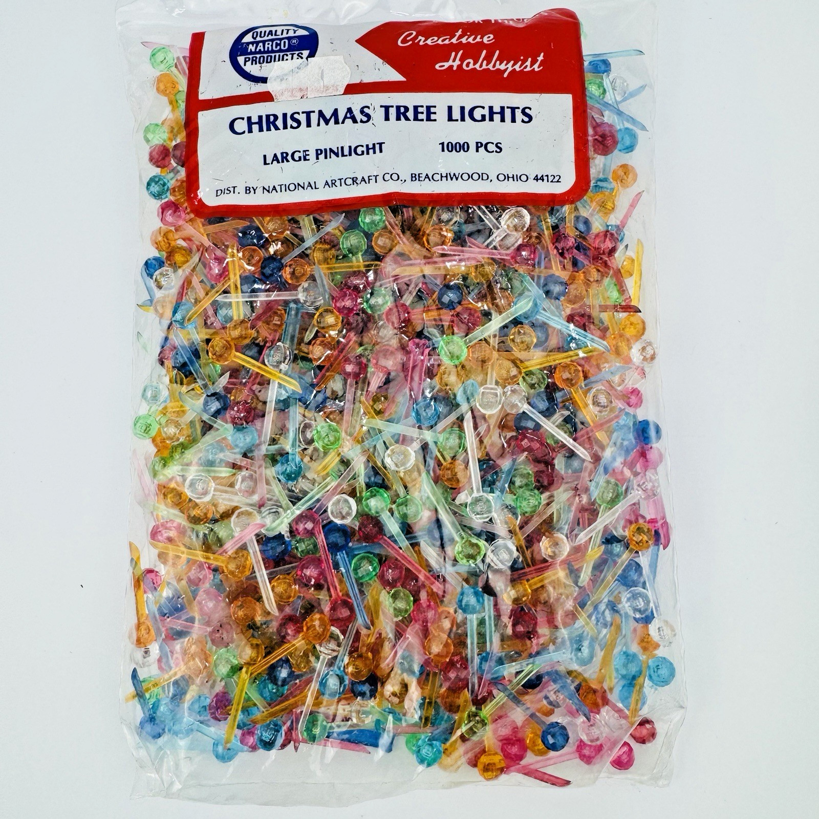 VTG Narco Large Pinlight Ceramic Christmas Tree Lights 1000 Multicolor 1 inch