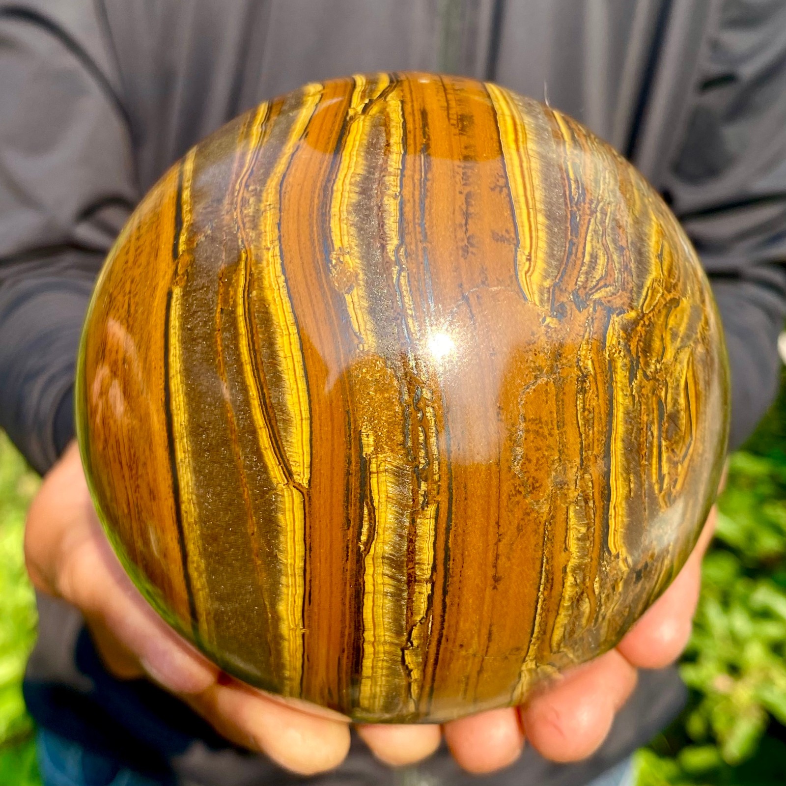 3.65LB Natural Tiger's Eye Ball Quartz Crystal Sphere Gem Healing Décor