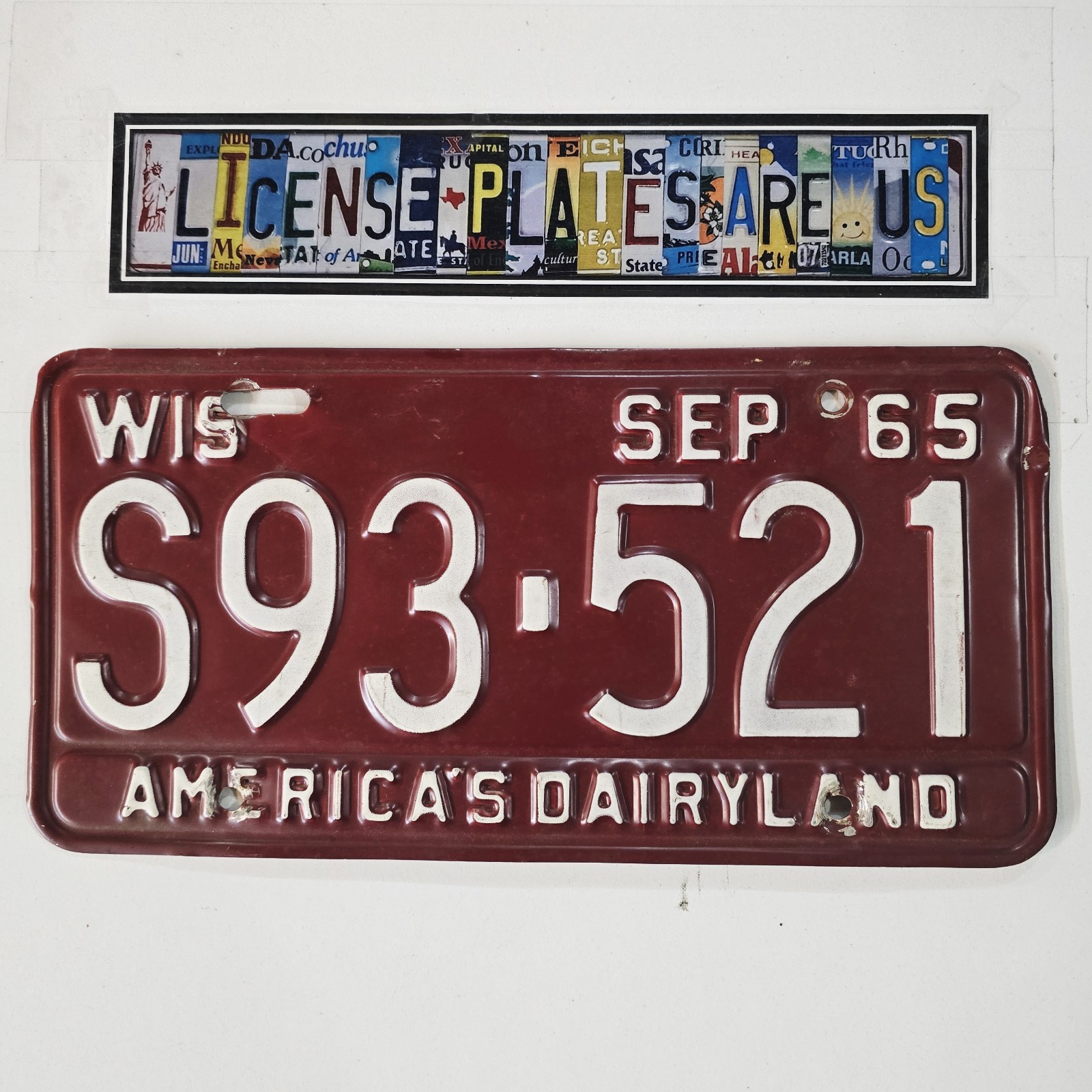 1965 Wisconsin License Plate 🔥 Vintage America\'s Dairyland WI Tag S93-521