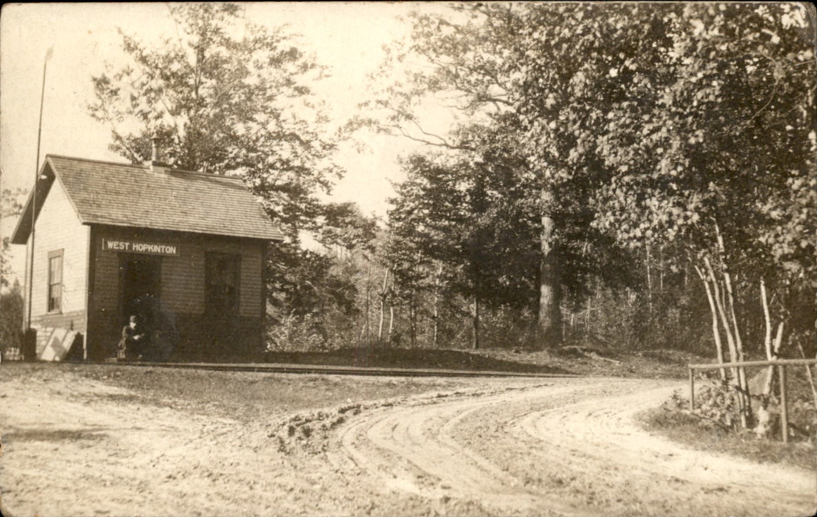 West Hopkinton NH Railroad Station Depot c1900s-10s Real Photo Vintage Postcard