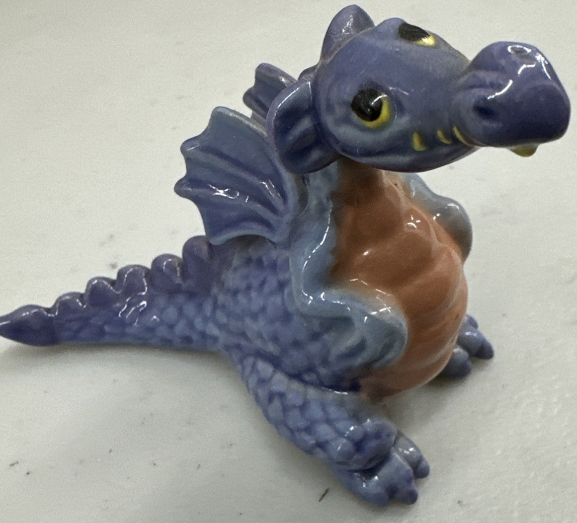 Vintage Hagen Renaker Brazel Storybook Dragon Figurine Blue Purple Ceramic