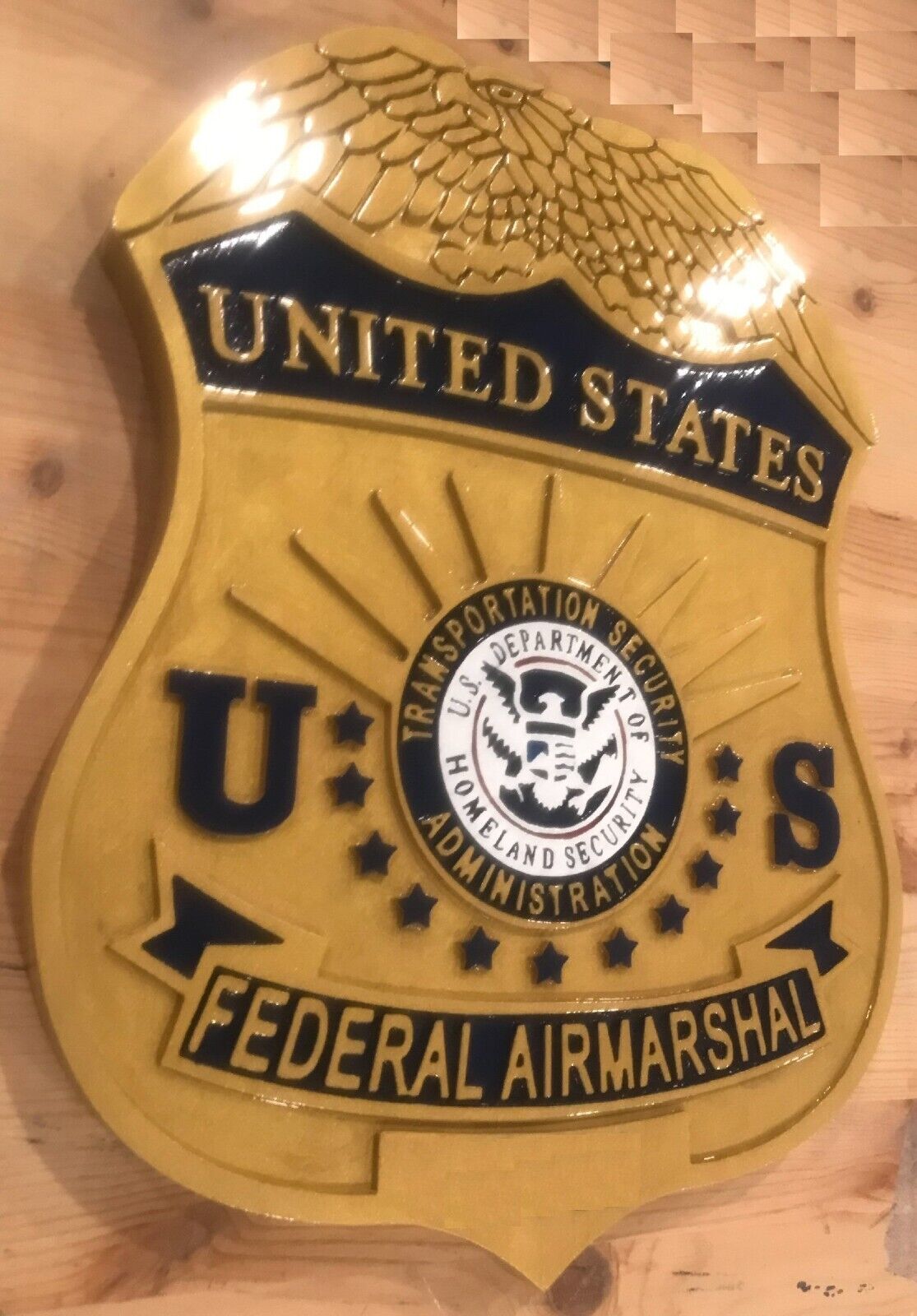 Federal Air Marshall 3D routed patch plaque wood Sign Custom