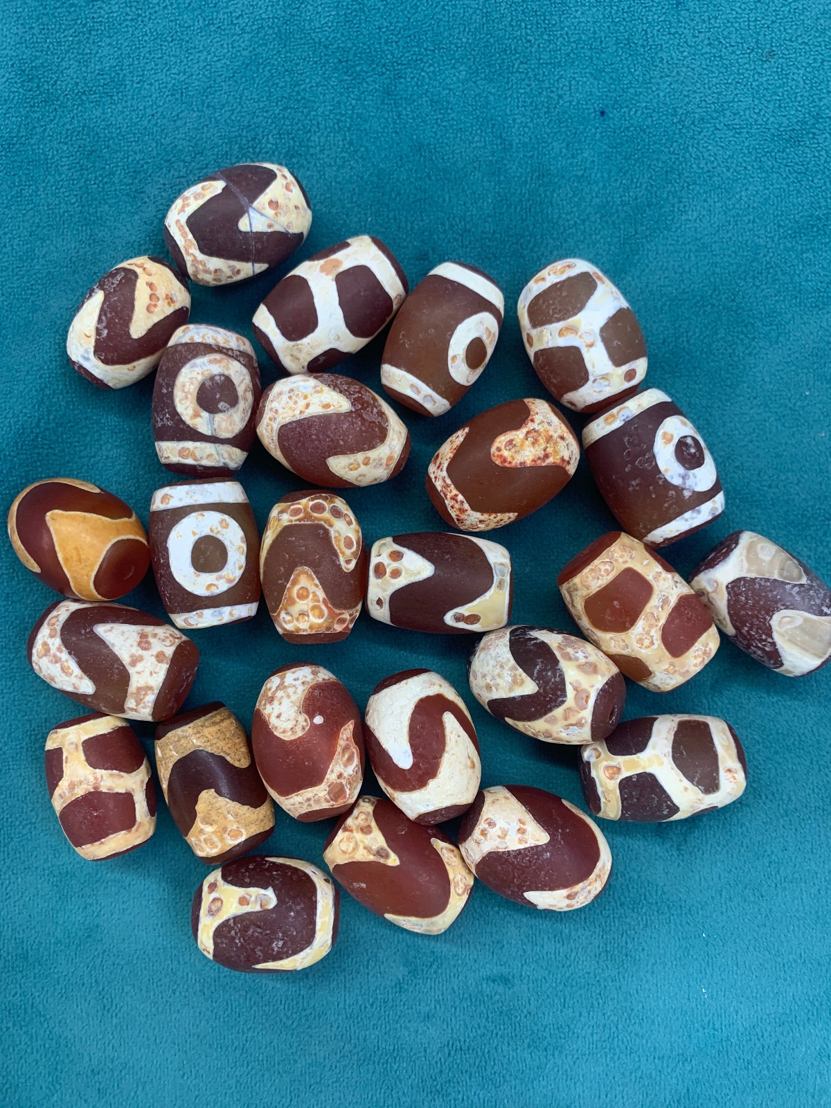 1Set (25Pcs) Rare Tibetan Reddish Natural Agate Dzi 20x25mm Beads
