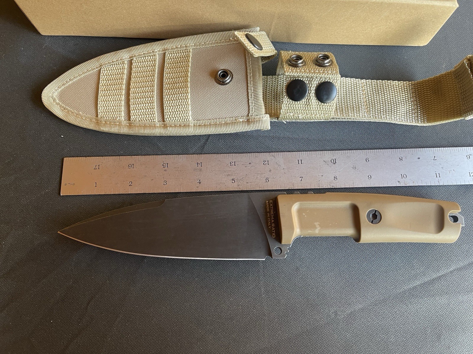 Extrema Ratio Shrapnel One Desert Tan Bohler N690 Fixed Blade Knife