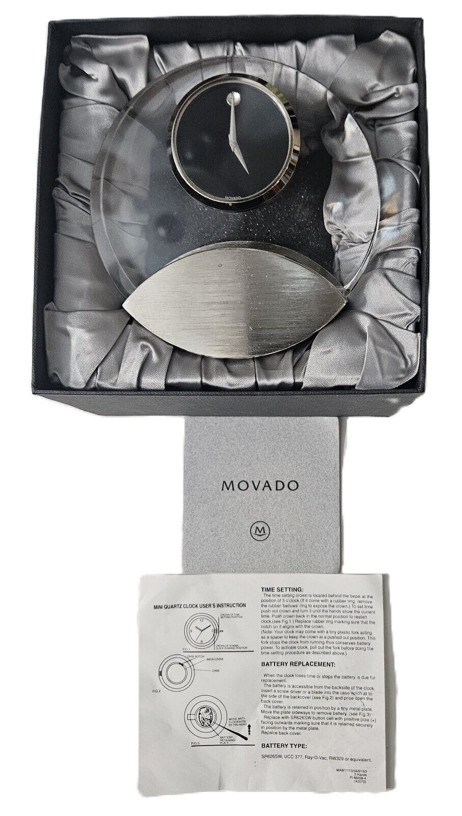 Movado Museum Cut Crystal Mantel/Desk Clock