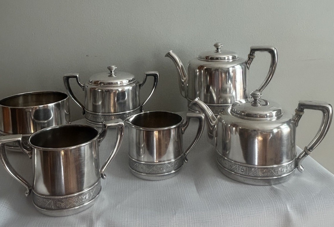 Antique Gorham Silver Soldered Hotel Railroad 6pc Coffee/Tea Set 1881-1882 #0720 Antique Gorham Silver Soldered Hotel Railroad 6pc Coffee/Tea Set 1881-1882 #0720