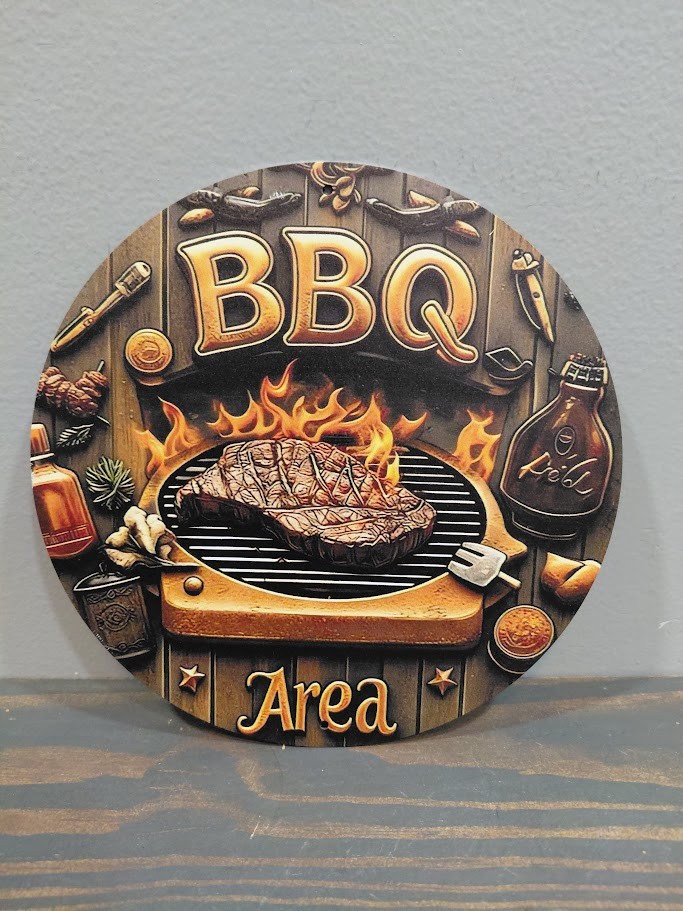 BBQ AREA  8 x 8 inch Metal Sign