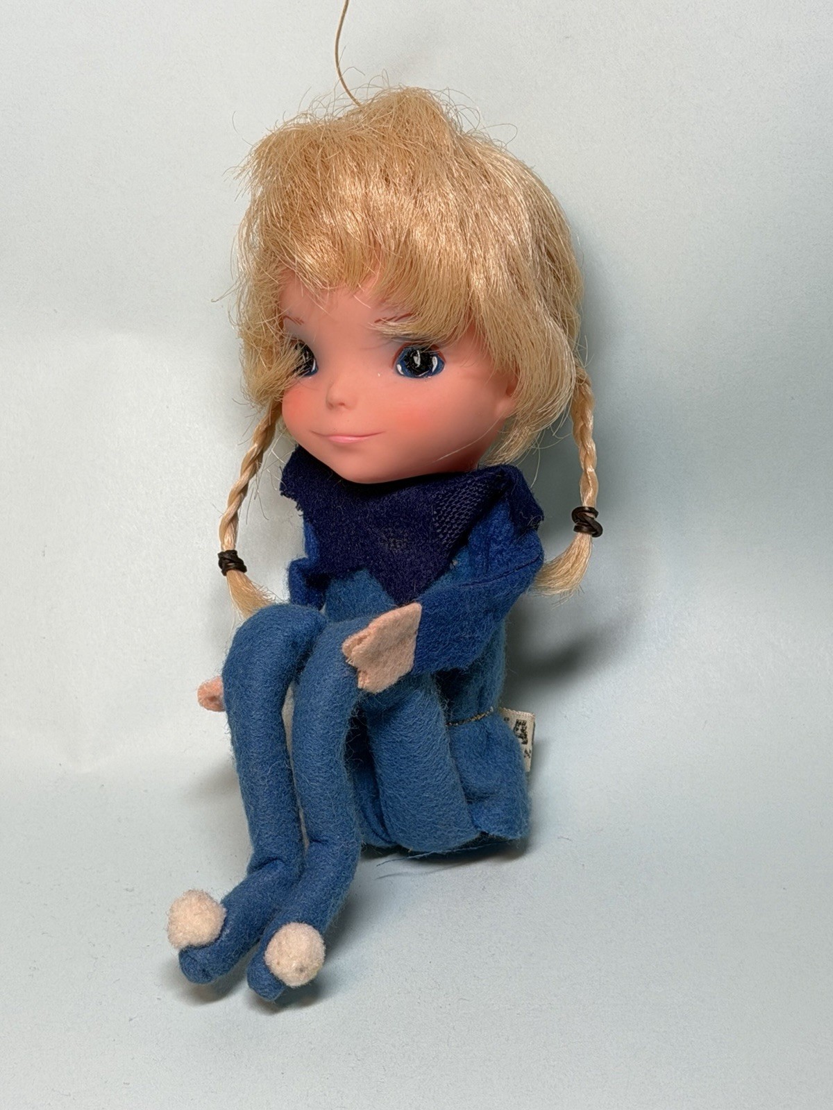 Vintage 1968 Kamar Inc Female Pixie Elf Knee Hugger 10 Inch Blue Big Eyes