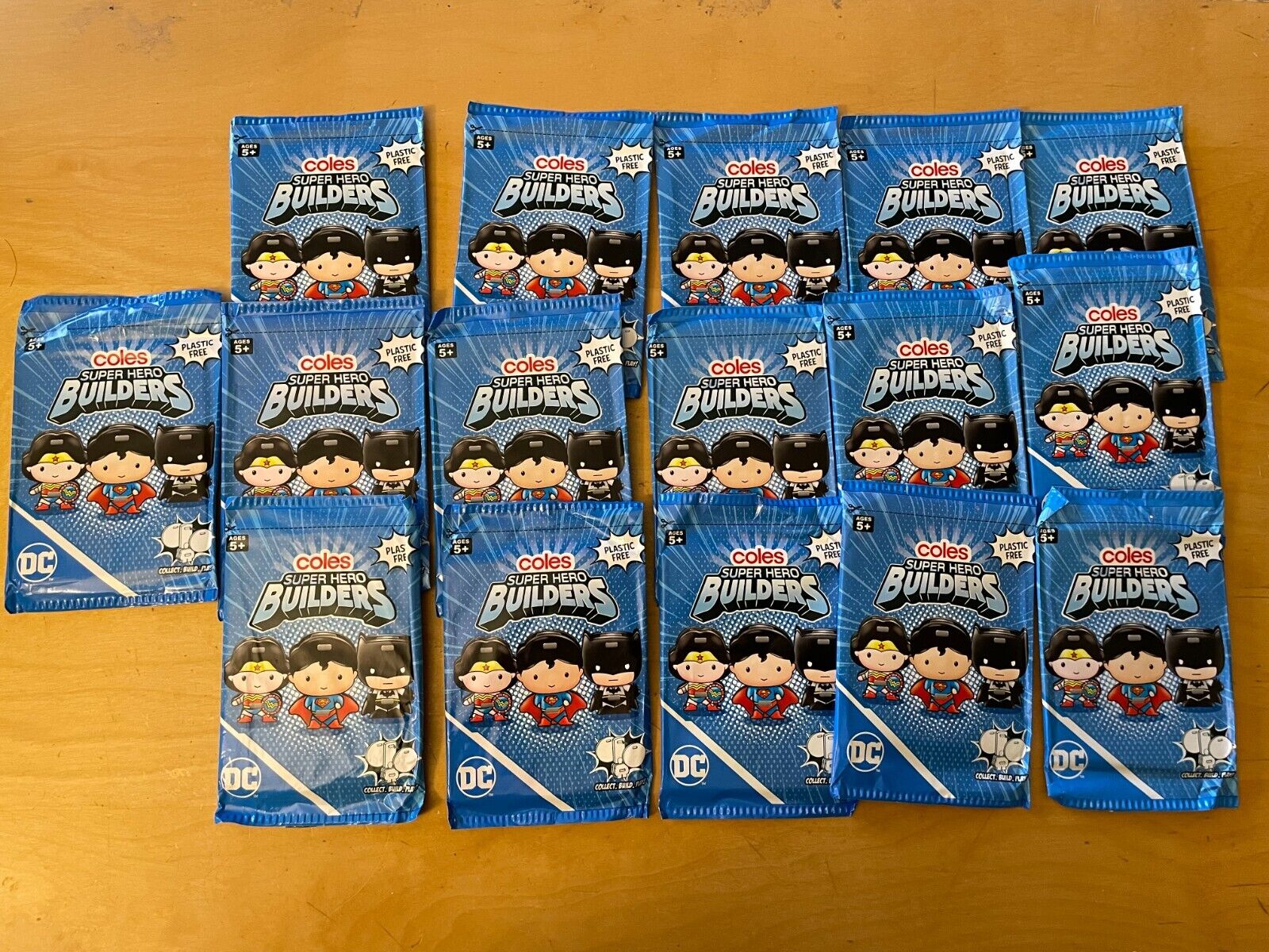 Coles Super Hero Builders Lot of16 Unopened Packs and some Loose Opened
