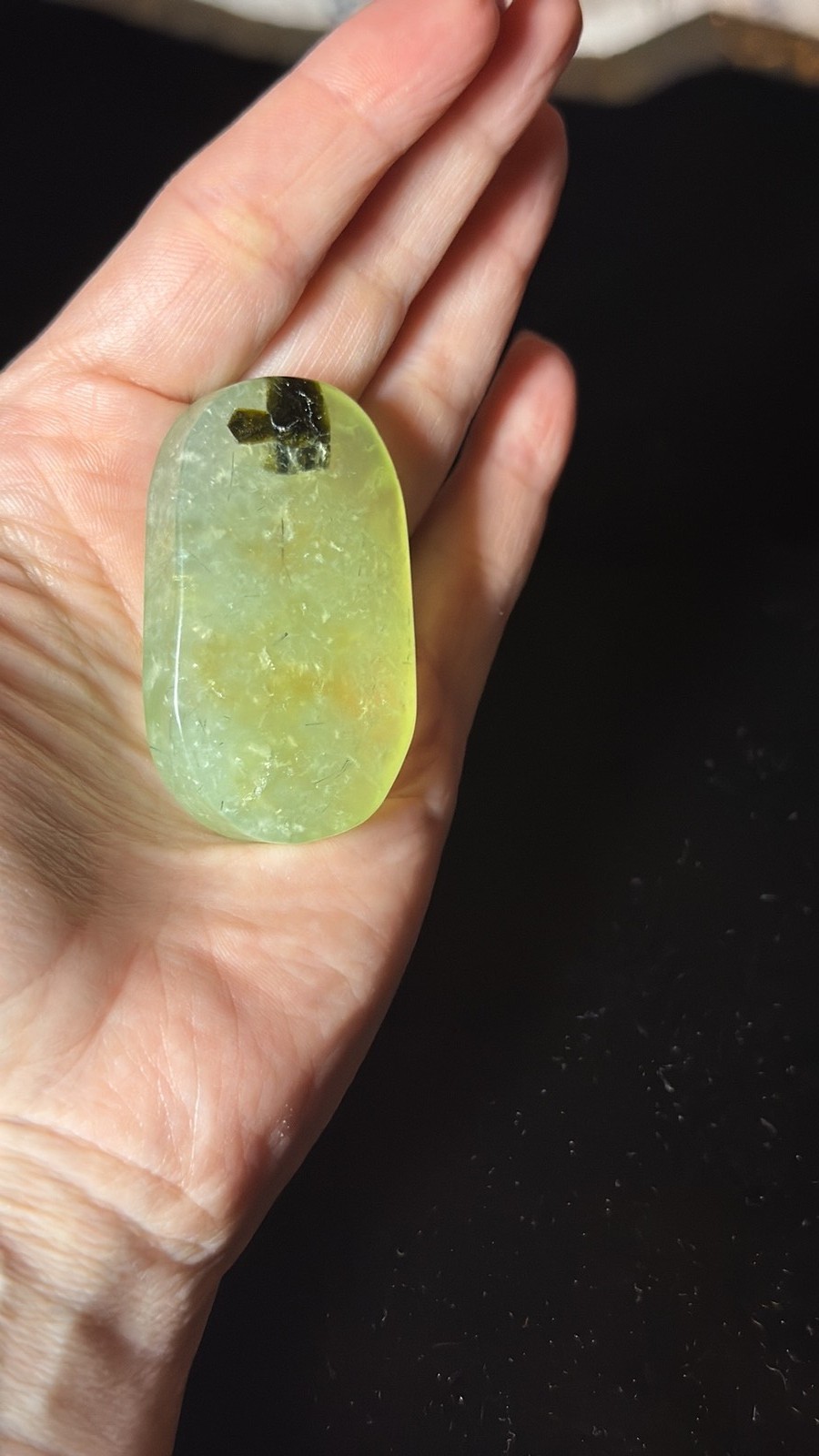 Large Oval Polished Prehnite Palm Stone - 2.09 Inches