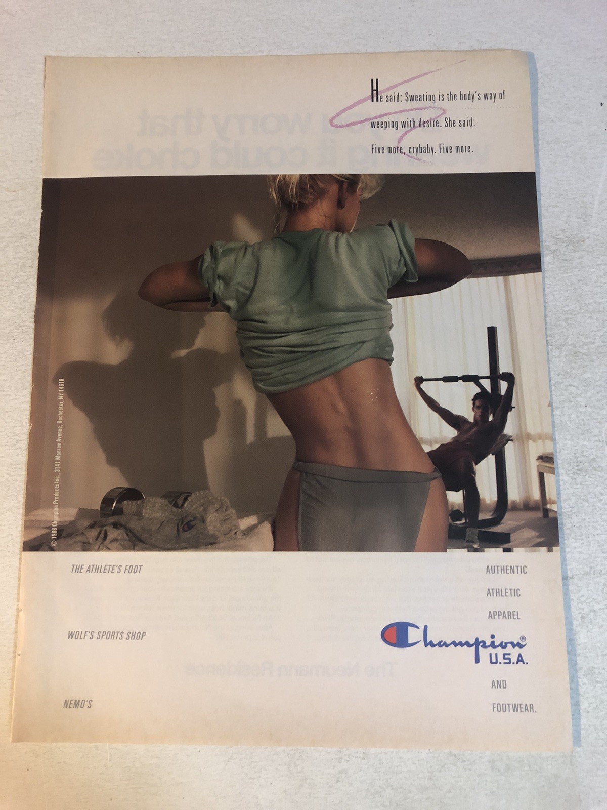 Champion Athletic Apparel 1988 Vintage Print Ad Advert pa57 Champion Athletic Apparel 1988 Vintage Print Ad Advert pa57