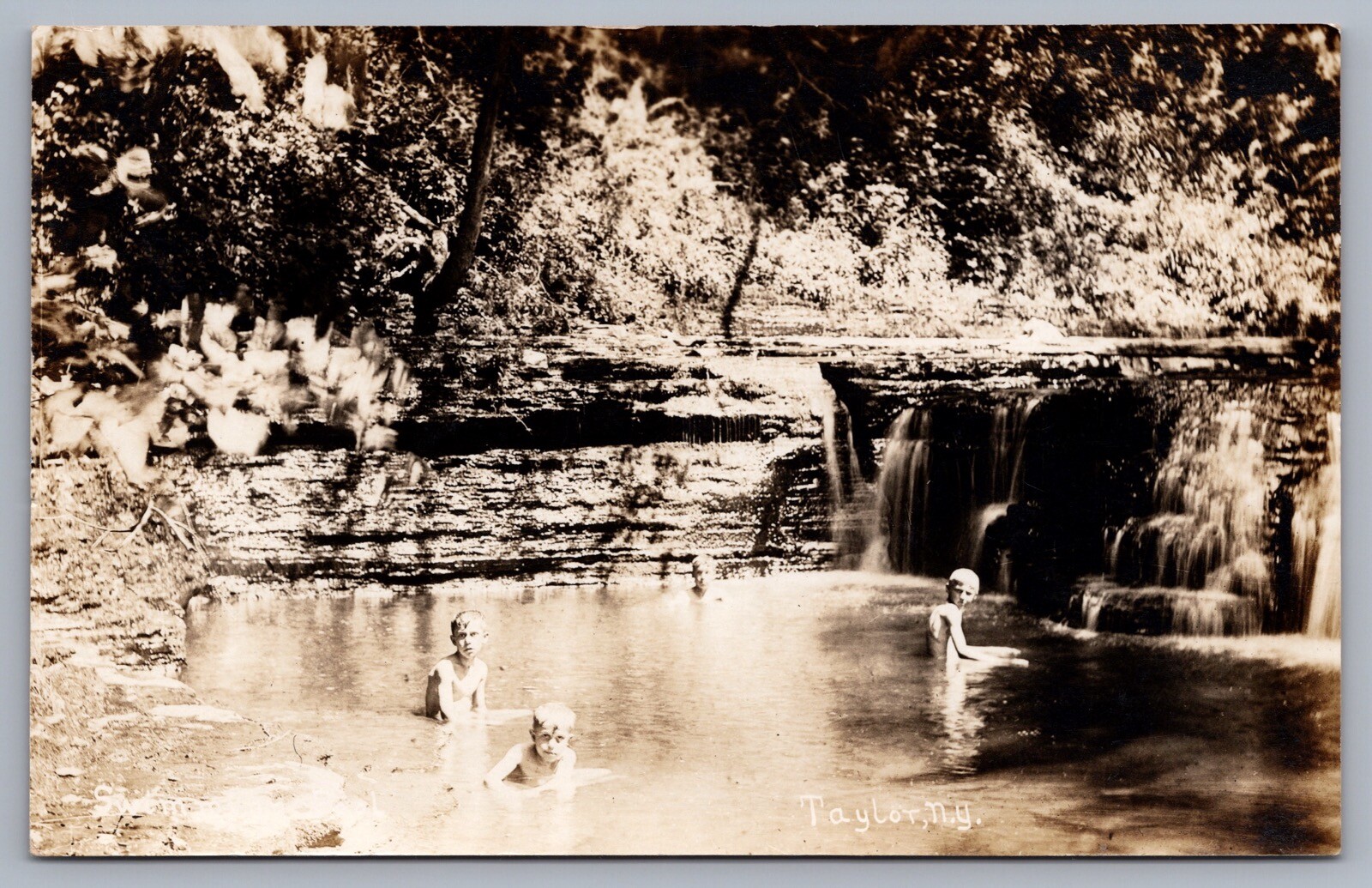 Taylor Falls Gorge Swimming Hole Boys Swimming RPPC Taylor NY H.A. Myer K6