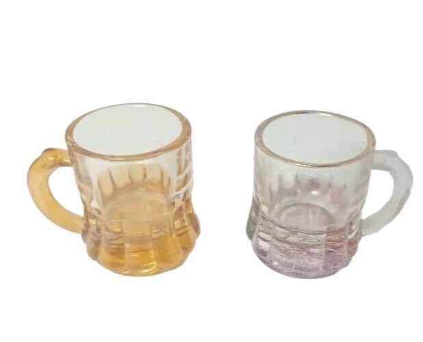 2 Collectors Antique Depression Glass 1 Pink &1 Orange Mug Appx. 1\