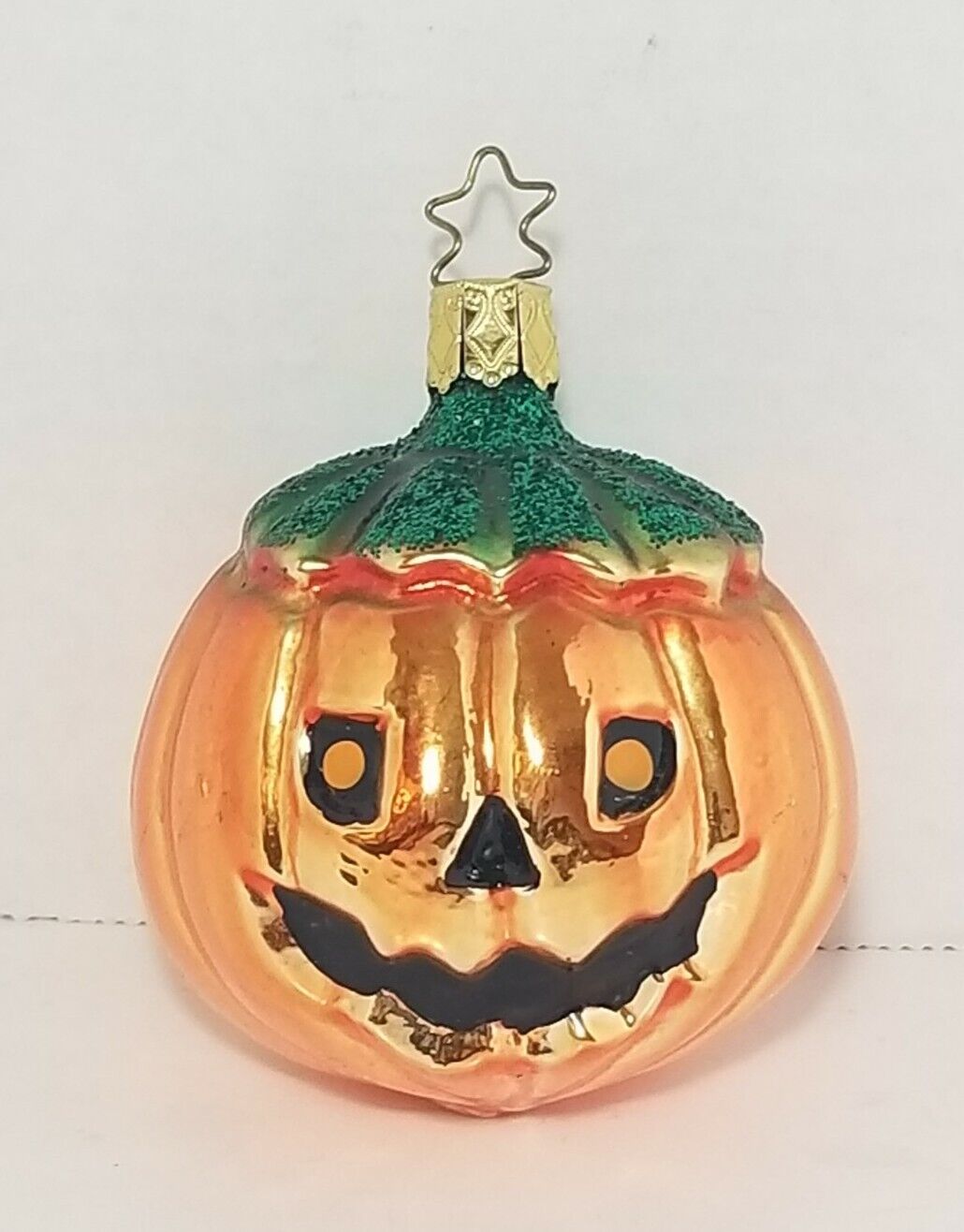 Old World Christmas Halloween Pumpkin Jack-O-Lantern Ornament Glass Germany Made