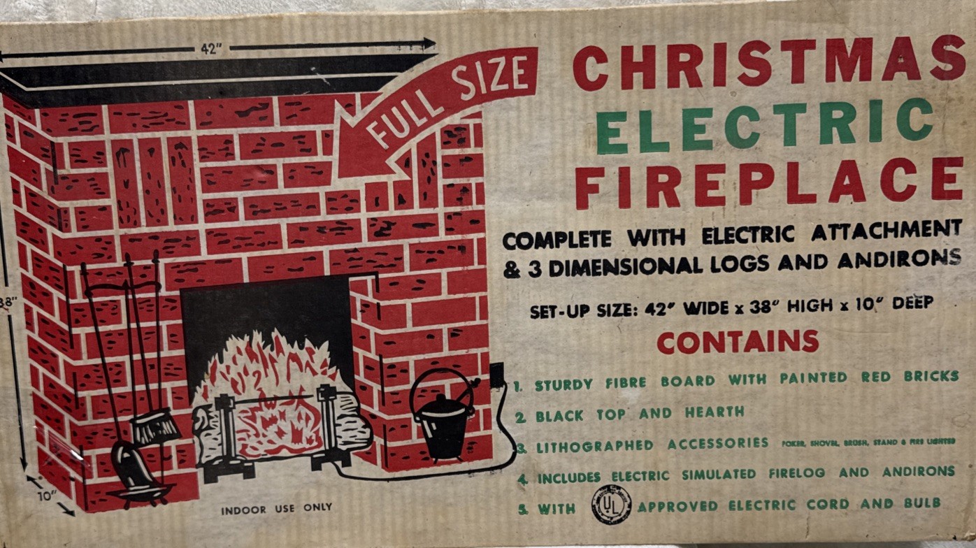 Vintage Superior Box Co Folding Life Size Fireplace In Original Box 1960s Tested
