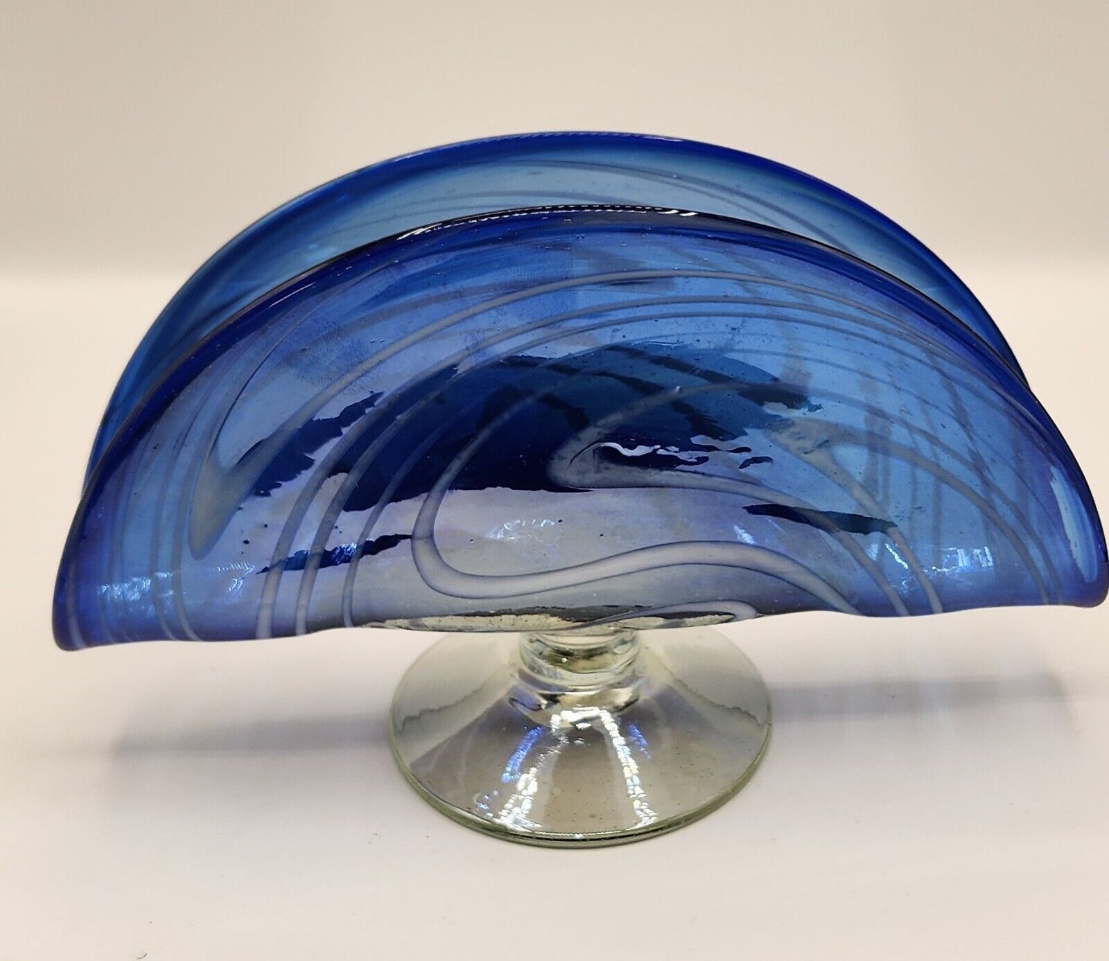 Cobalt Blue Handblown Art Glass Napkin Holder MCM